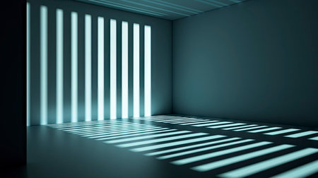 Sunlight Casting Elegant Shadows in a Modern Roomの素材