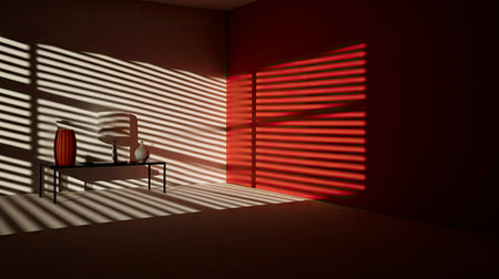 Sunlight Casting Elegant Shadows in a Modern Roomの素材