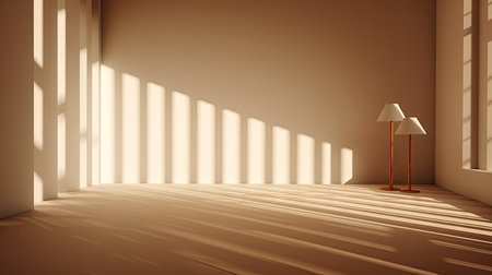 Sunlight Casting Elegant Shadows in a Modern Roomの素材