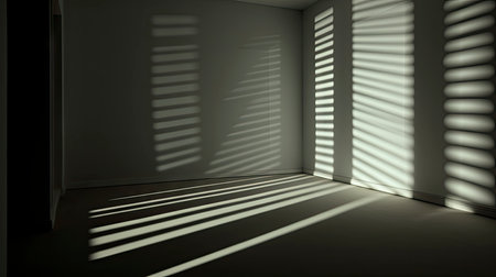 Sunlight Casting Elegant Shadows in a Modern Roomの素材