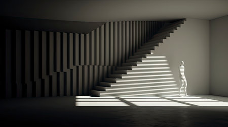 Sunlight Casting Elegant Shadows in a Modern Roomの素材