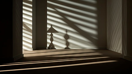 Sunlight Casting Elegant Shadows in a Modern Roomの素材