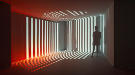 Sunlight Casting Elegant Shadows in a Modern Roomの素材