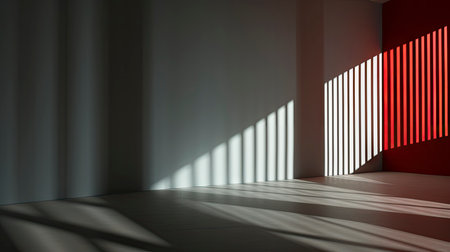 Sunlight Casting Elegant Shadows in a Modern Roomの素材