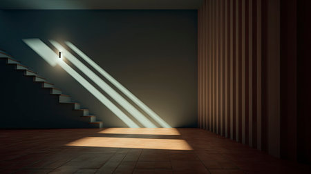 Sunlight Casting Elegant Shadows in a Modern Roomの素材