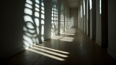 Sunlight Casting Elegant Shadows in a Modern Roomの素材