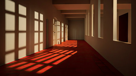 Sunlight Casting Elegant Shadows in a Modern Roomの素材