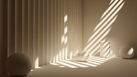Sunlight Casting Elegant Shadows in a Modern Roomの素材