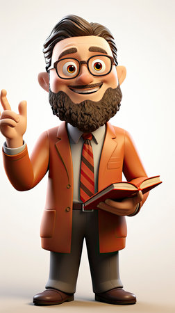 Animated Academic: Cheerful Cartoon Scholarの素材