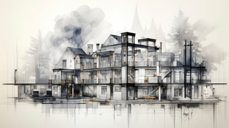 Architectural Fusion: Sketch and Reality Blendの素材