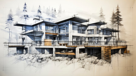 Architectural Fusion: Sketch and Reality Blendの素材