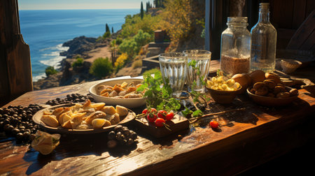 Mediterranean Feast with a View: Greek Island Culinary Delighの素材