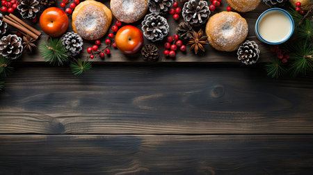 Nature's Bounty: Fresh and Vibrant Assortment of Fruits and Spices on Wooden Backdropの素材