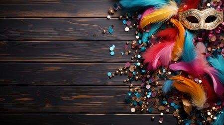 Elegance and Mystery: A Venetian Masquerade with Luxurious Golden Mask and Exquisite Floral Embellishmentsの素材