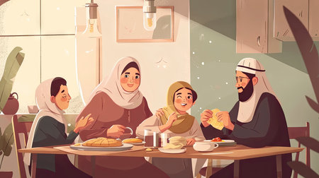 Joyous Family Feast: Embracing Togetherness and Tradition in Ramadan Celebrationsの素材