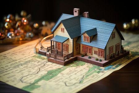 Miniature Dream Home: An Idyllic Model House Amidst a Forest of Urban Spiersの素材