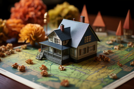 Miniature Dream Home: An Idyllic Model House Amidst a Forest of Urban Spiersの素材