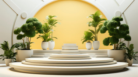 Stone podium for display product. Background for cosmetic product branding, identity and packagingの素材