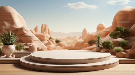 Stone podium for display product. Background for cosmetic product branding, identity and packagingの素材