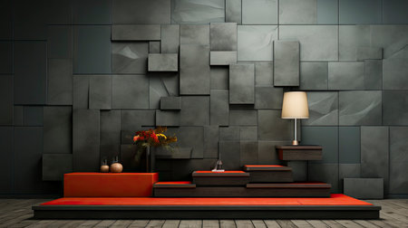 Stone podium for display product. Background for cosmetic product branding, identity and packagingの素材