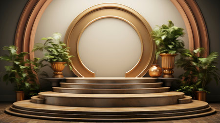 Stone podium for display product. Background for cosmetic product branding, identity and packagingの素材