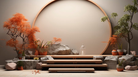 Stone podium for display product. Background for cosmetic product branding, identity and packagingの素材