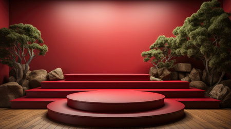 Stone podium for display product. Background for cosmetic product branding, identity and packagingの素材