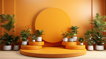 Stone podium for display product. Background for cosmetic product branding, identity and packagingの素材