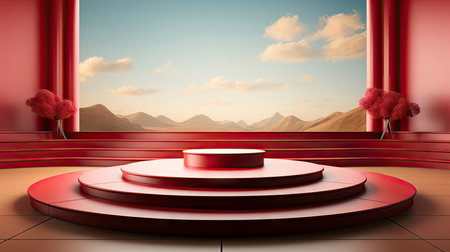 Stone podium for display product. Background for cosmetic product branding, identity and packagingの素材