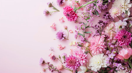 Floral Elegance Unveiled: A Serene Top-View Tapestry of Blossoming Beautyの素材