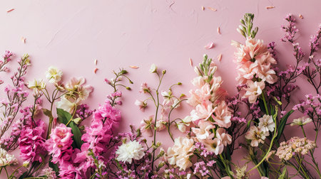 Floral Elegance Unveiled: A Serene Top-View Tapestry of Blossoming Beautyの素材