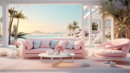 Beautiful modern style luxury home at sunset, featuring entrance and elegant designの素材