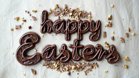 Easter Greetings with Luscious Chocolate Letters and Hidden Eggの素材