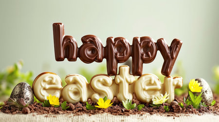 Easter Greetings with Luscious Chocolate Letters and Hidden Eggの素材