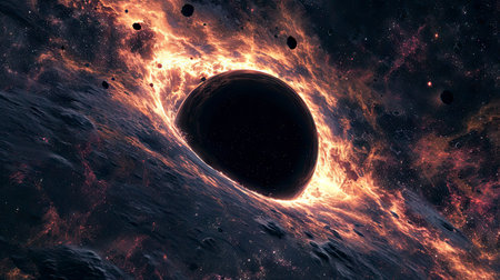 black hole, science fiction wallpaper. Beauty of deep space. Colorful graphics for background, like water waves, clouds, night sky, universe, galaxy, Planetsの素材