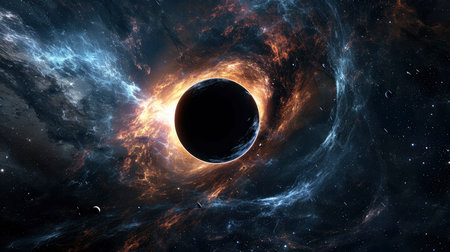 black hole, science fiction wallpaper. Beauty of deep space. Colorful graphics for background, like water waves, clouds, night sky, universe, galaxy, Planetsの素材