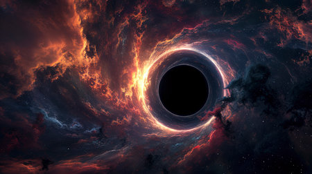 black hole, science fiction wallpaper. Beauty of deep space. Colorful graphics for background, like water waves, clouds, night sky, universe, galaxy, Planetsの素材