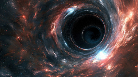 black hole, science fiction wallpaper. Beauty of deep space. Colorful graphics for background, like water waves, clouds, night sky, universe, galaxy, Planetsの素材