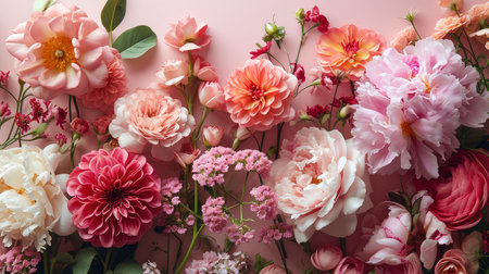 beautiful spring flowers on paper backgroundの素材