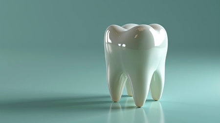 Glossy Porcelain Molar Tooth Model on a Neutral Background for Dental Educationの素材