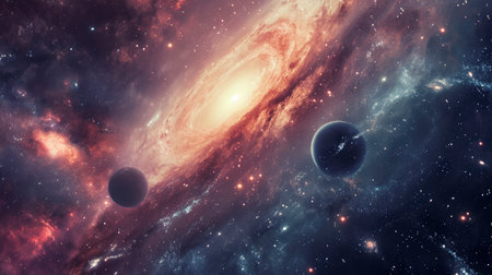 Glowing huge nebula with young stars. Space backgroundの素材