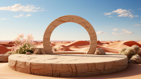 Contemporary Circular Stage in Desert Settingの素材