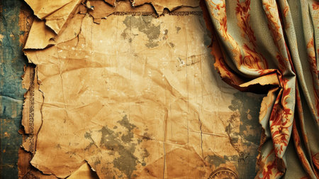 Textured Gold Artistic Background with Vintage Floral Embellishmentsの素材