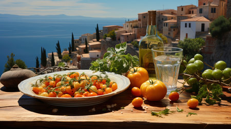 Mediterranean Feast with Ocean Viewの素材