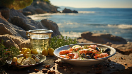 Mediterranean Feast with Ocean Viewの素材