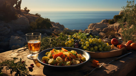 Mediterranean Feast with Ocean Viewの素材