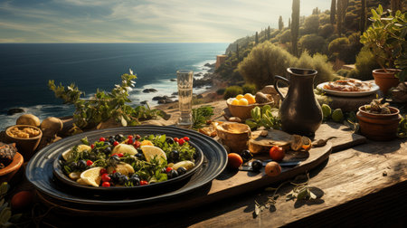 Mediterranean Feast with Ocean Viewの素材