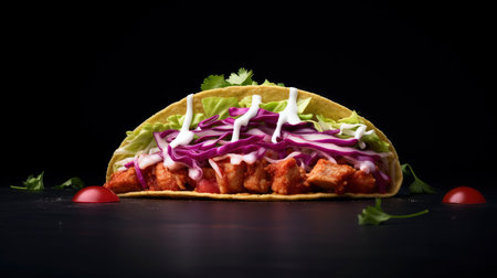 Crispy Chicken Taco with Fresh Purple Cabbage Slawの素材