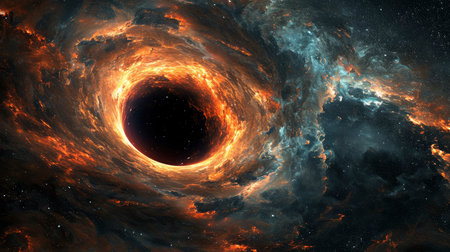Majestic Black Hole Swirling in the Cosmosの素材