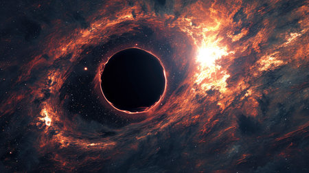 Majestic Black Hole Swirling in the Cosmosの素材